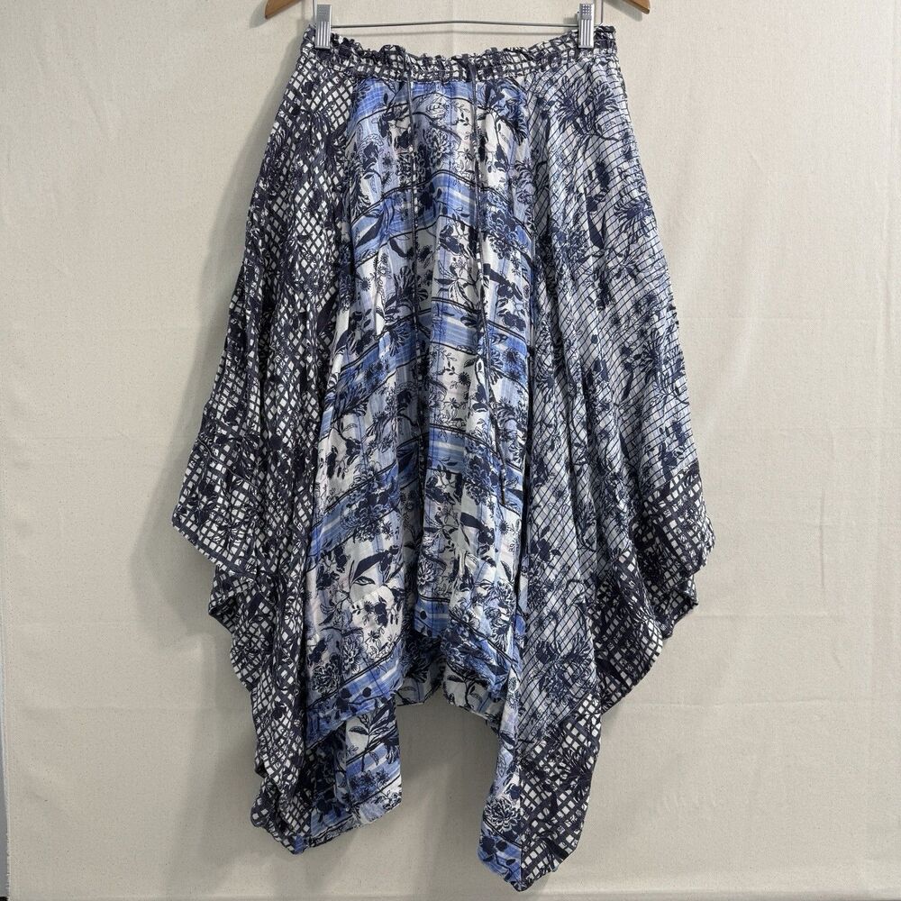 Pilcro Asymmetrical Linen Drawstring Skirt XS Anthropologie Floral With Pockets
